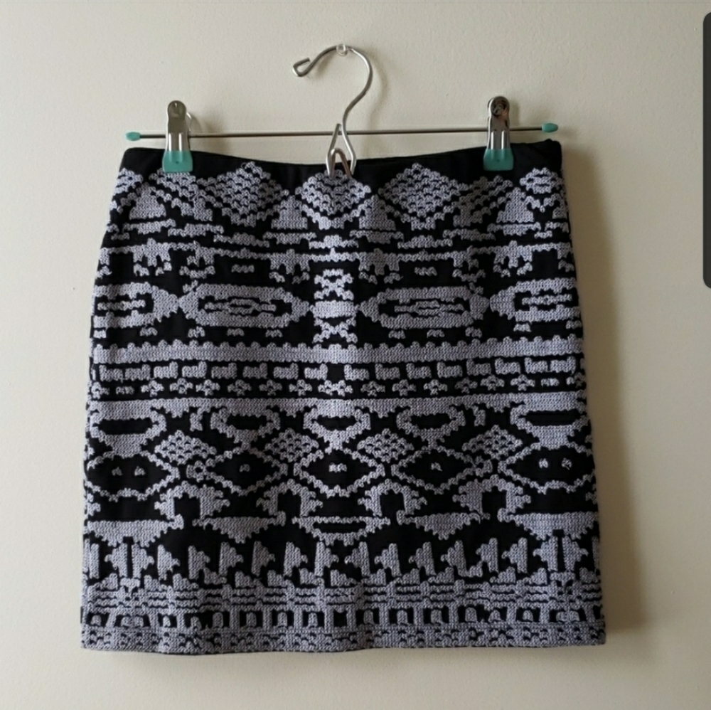Nordstrom Willow & Clay Black & Gray Southwest Print Knit Mini Skirt